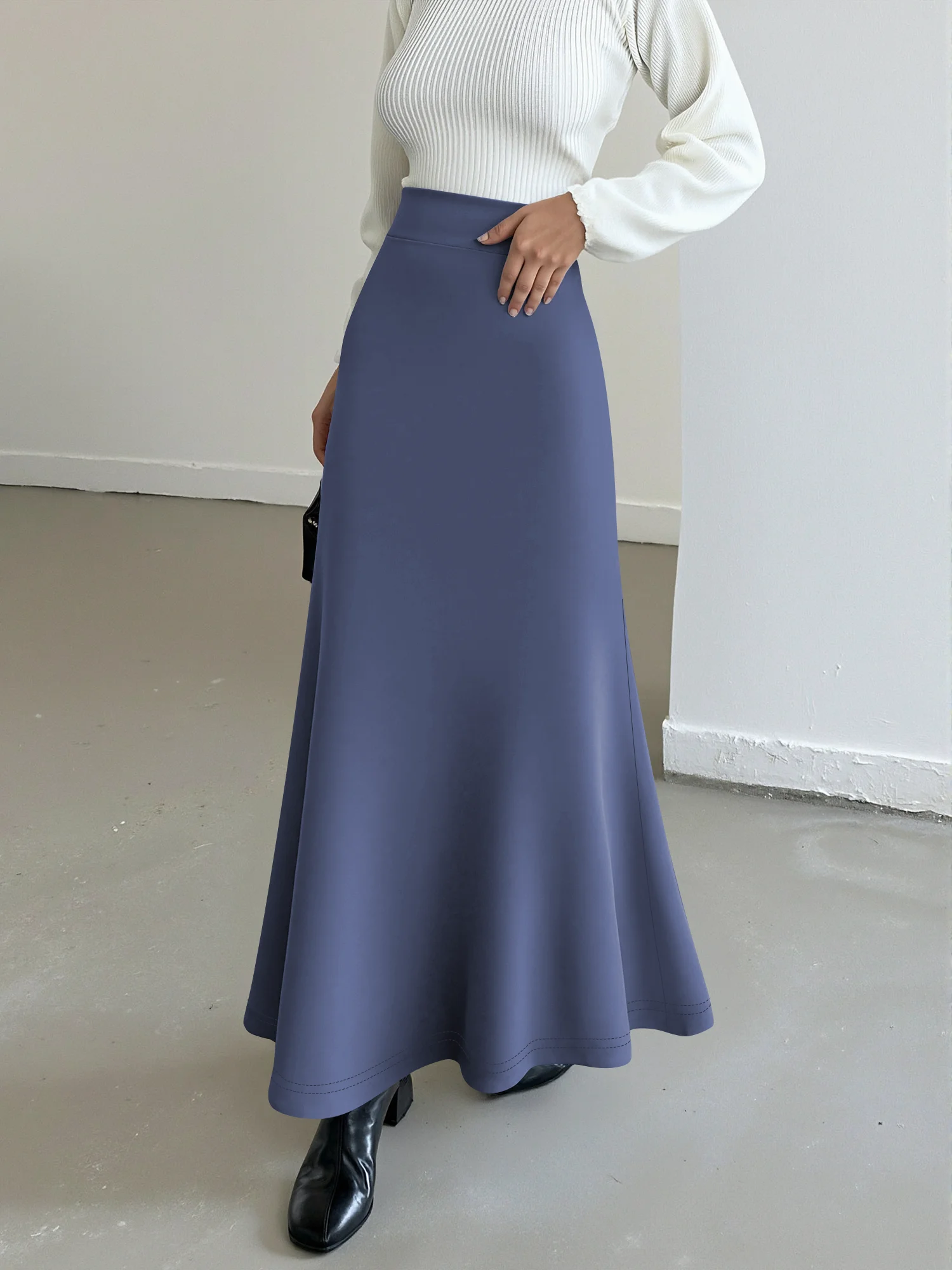 

Ежедневная элегантность! Юбка-макси с высокой талией, фасон «русалка», струящийся подол, эластичная ткань, подчеркивает простые футболки и блузки