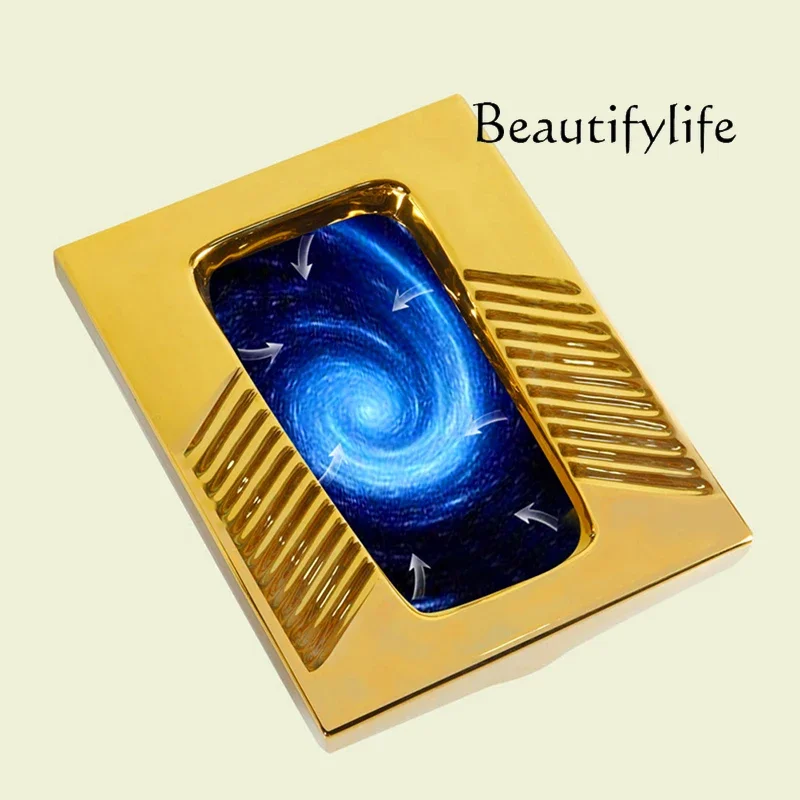 N69 Golden squatting toilet water tank complete set of high value yellow gold squatting pit bathroom ceramic color urinal deodor