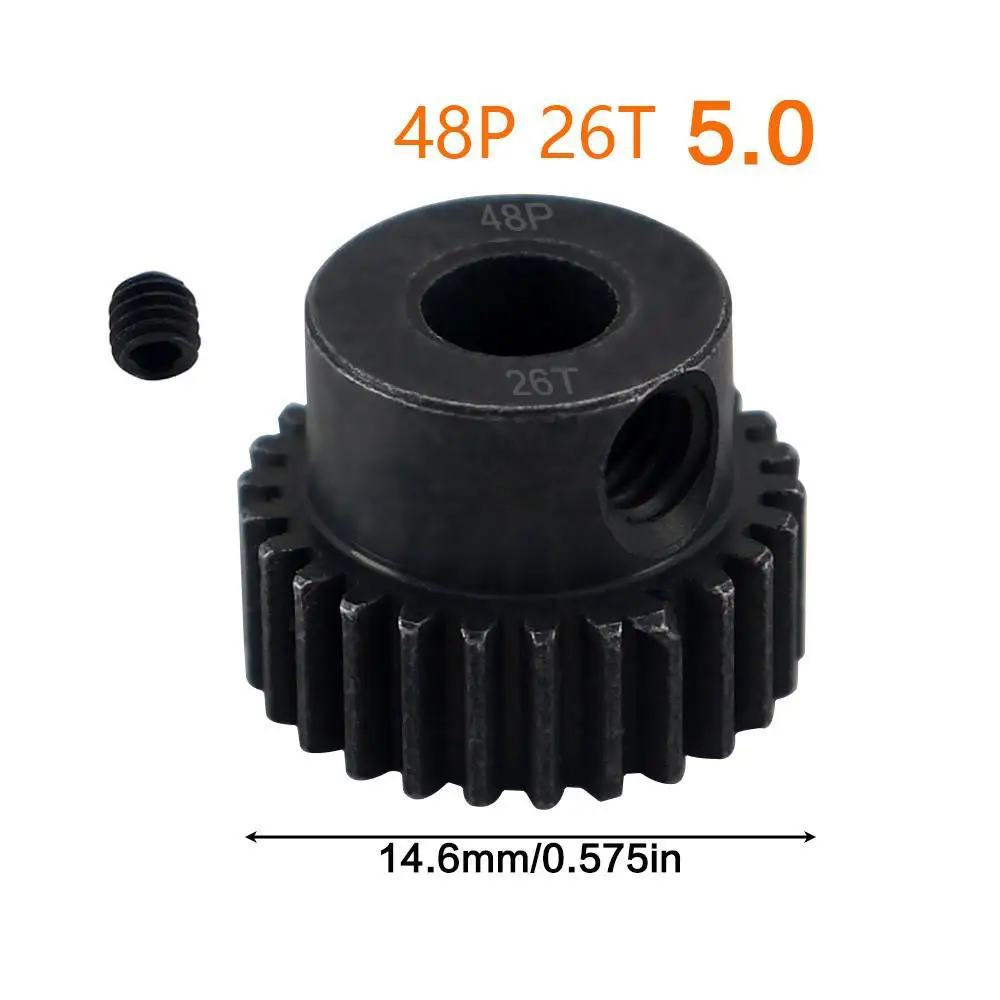 48p 5mm 16t 17t 18t 19t 20t 22t 24t 25t 28t Zwart Stalen Metalen rondsel Motor Gear Voor 1/10 Axiale Scx10 Rc Model Auto Motor Onderdelen