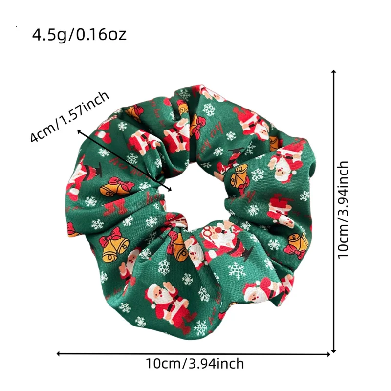 3Pcs Christmas Scrunchies Snowman Tree Print Elastic Hair Ties Women Holiday Party Hair Accessories