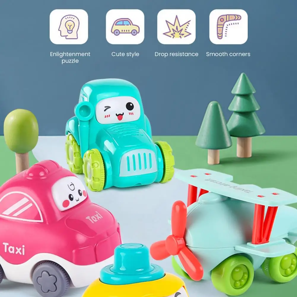 Material Sicherheit Nette Pull Zurück Engineering Auto Modell Spielzeug Batterie-Freies Engineering Auto Spielzeug Cartoon Taxi Jungen Mädchen Geschenk