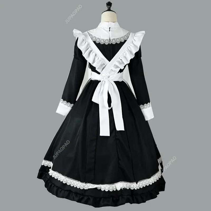 Costume de femme de chambre de cour d'anime d'Halloween pour filles, ensemble de robe de jeu de plis Lolita, costume de performance de fête de Noël, carnaval