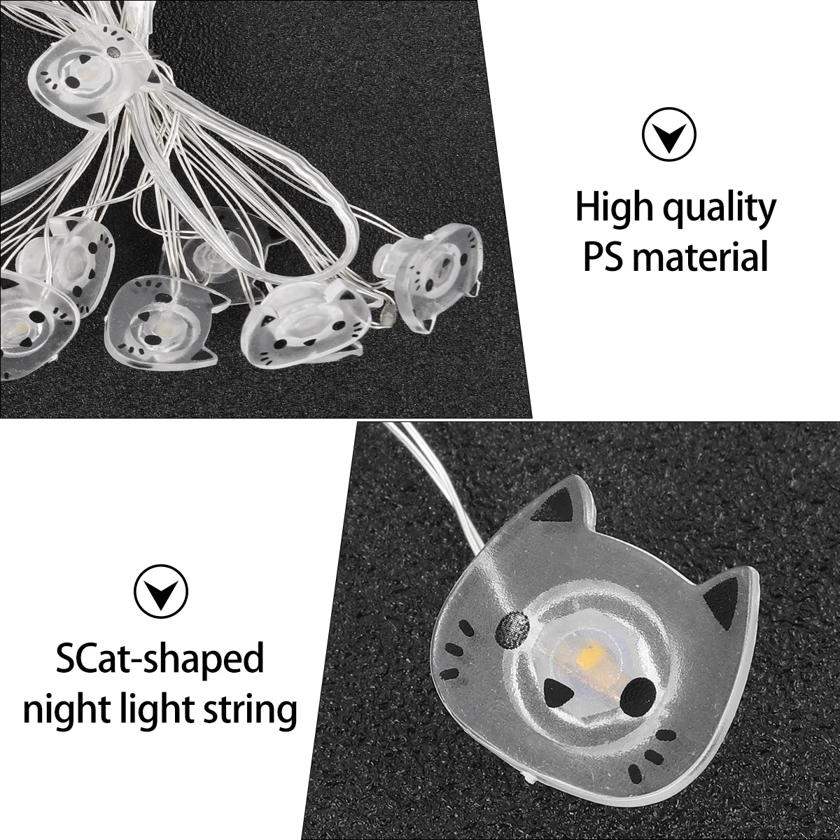 

1 pc Cat Shape Led 20 Low Power Consumption Cold Light Source Easy Installation Cute Animal Night Lights For Indoor