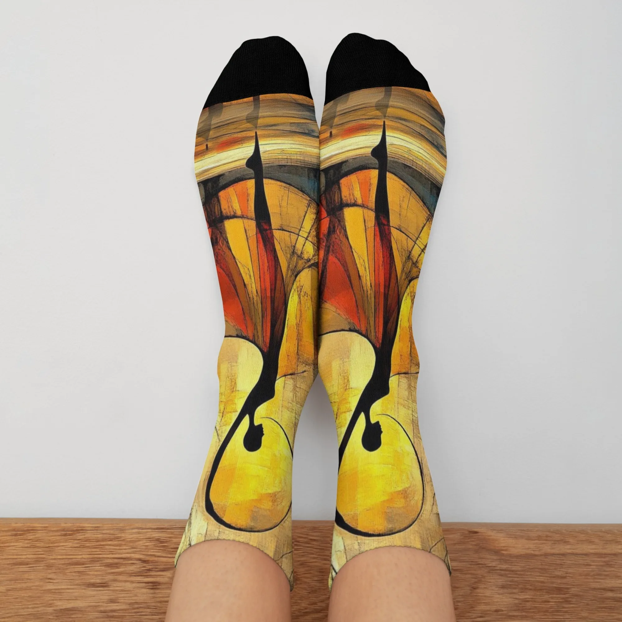 صورة ظلية لراقصة الجوارب الرجالية جوارب الهالوين السعيدة هدية الجدة متعة جوارب ضغط ريترو ستايل موضة جوارب رياضية