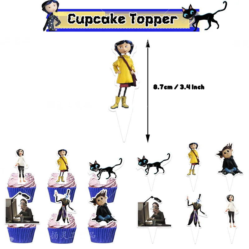 Coraline Serie Verjaardagsfeestje Servies Wegwerp Banner Taart Topper Hangende Vlag Coraline Ballonnen Verjaardagsdecoratie