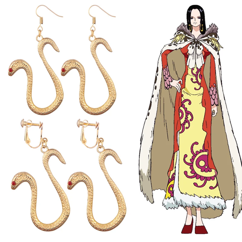 

Anime Boa Hancock Earrings Cosplay Snake Eardrop Women Ear Clip Hook Jewelry Accessories Prop