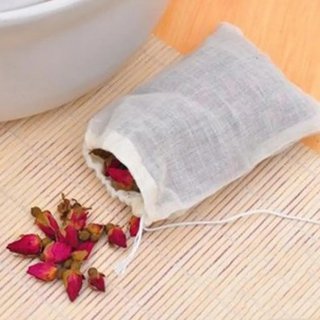 10 pieces Reusable Empty Tea Bags Loose Spice Herbs Bag with String for Home Kitchen Kung fu Tea Accessories