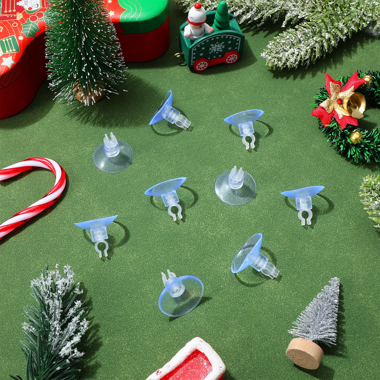 

20Pcs Suction Cup Hooks Clear Design Multifunctional for Indoor Outdoor Party Decoration Mini Lights String Hangers No Tools