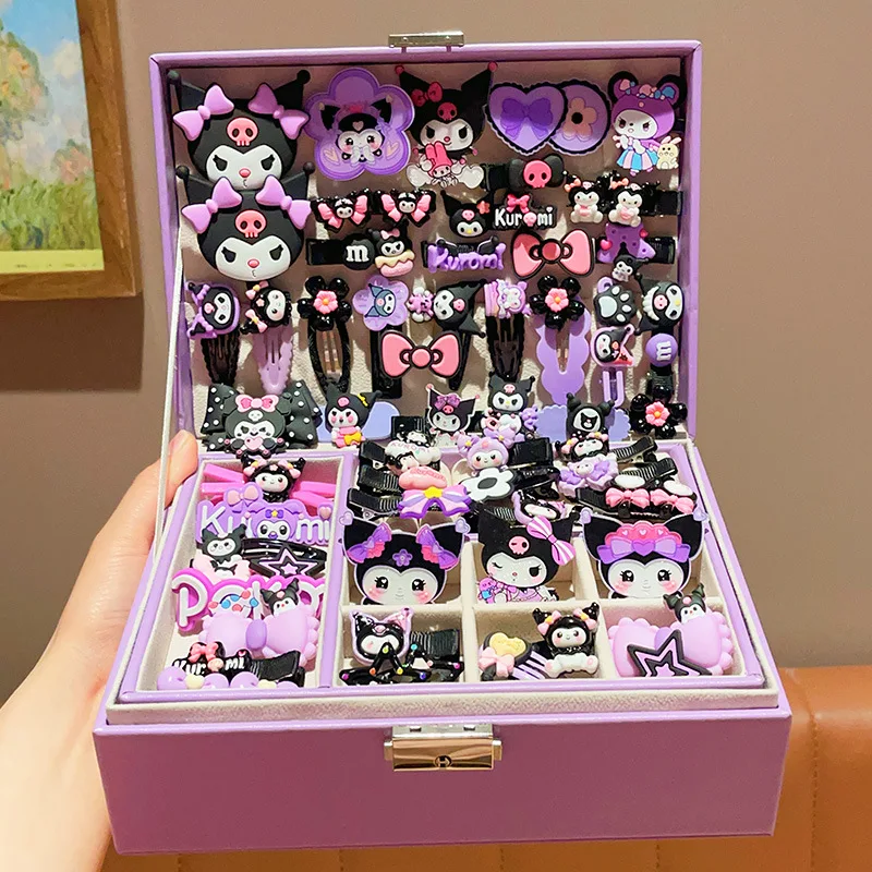 Sanrio Children's Hair Accessories Set Jewelry Box Girls' Hairpins Headpieces Girls' Birthday Gifts