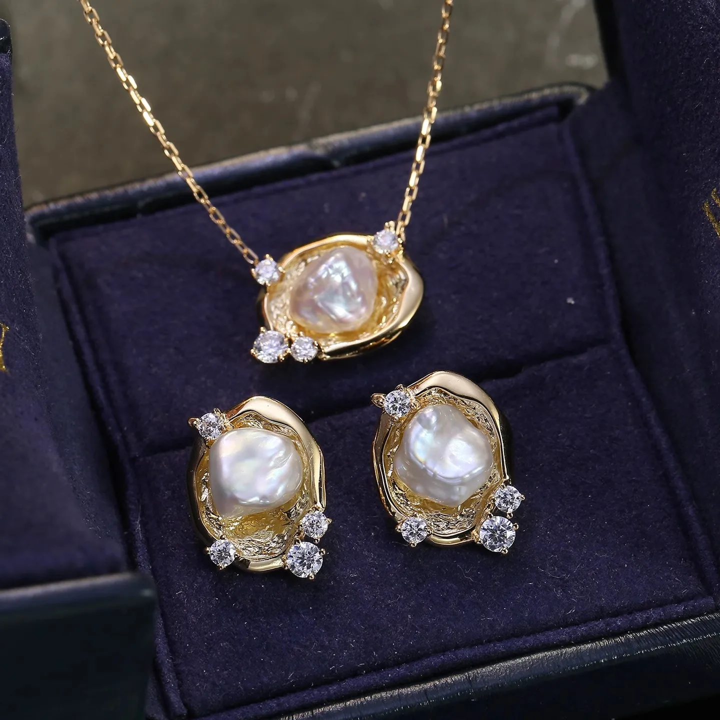 MeiBaPJ 8mm Natural Baroque Pearls Jewelry Set 925 Silver Pendant Earrings Fine Wedding Jewelry for Women
