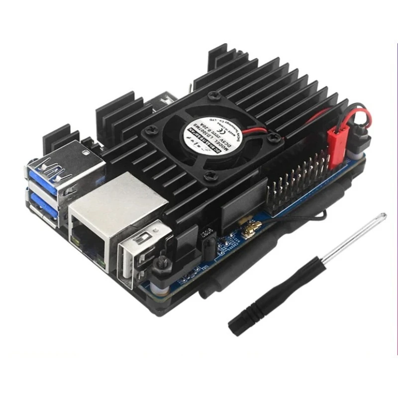 Suitable for Orange Pi 3 LTS Development Board Aluminum Alloy Shell + Fan Protective Shell Rugged and Durable