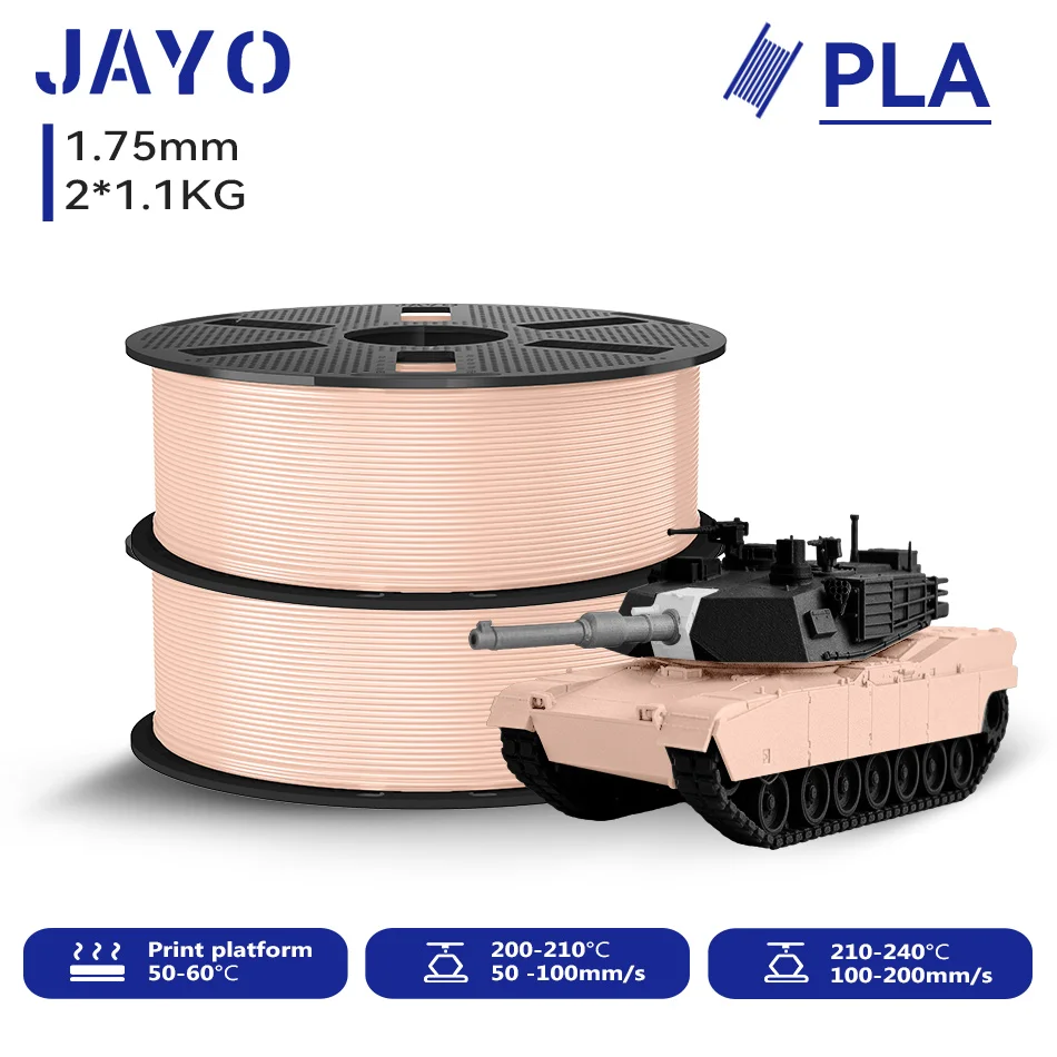 JAYO 2,2 kg 3D-PLA-Druckerfilament 1,75 mm, ungiftig und blasenfrei, PLA-Kunststoff als 3D-Druckfilament für 99 % der 3D-FDM-Drucker und -Stifte