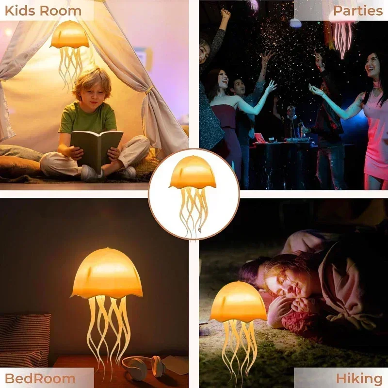 Voice-Controlled Floating Jellyfish Light Color-Changing Swimming Lamp Ambient Sensing Night Light for Decor