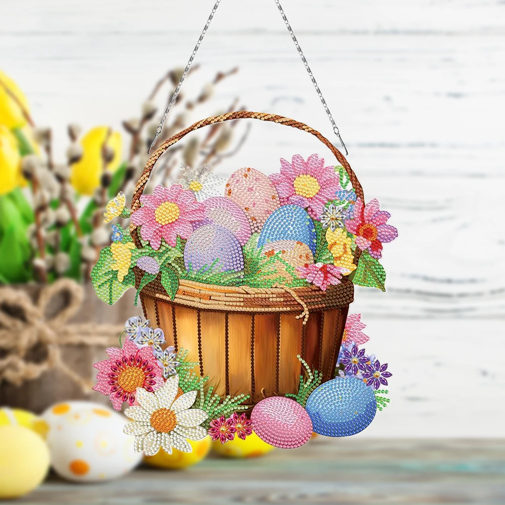 

Пасхальный акриловый односторонний кулон для алмазной вышивки, ручной работы, со стразами, для декора окон и стен дома