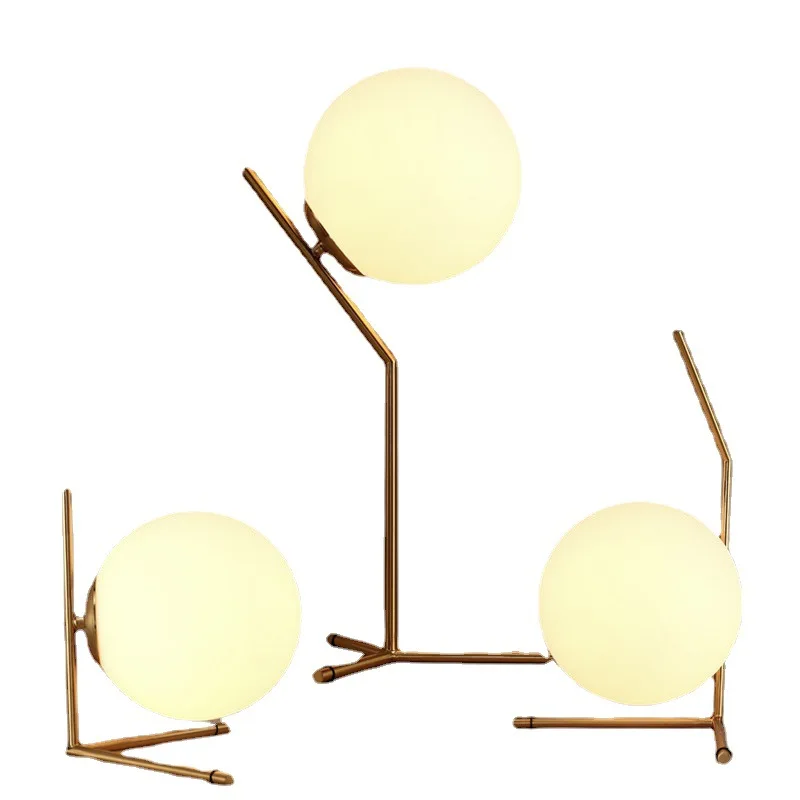 Lampada da tavolo moderna e semplice in vetro, comodino creativo per camera da letto, lampada da tavolo decorativa personalizzata con sfera rotonda