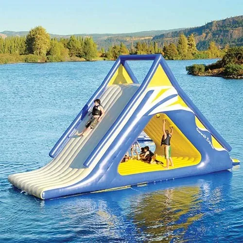 Water Floating Island Inflatable Aqua Park Inflatable Water Park with Water Slide Obstacles Course Games for Adult