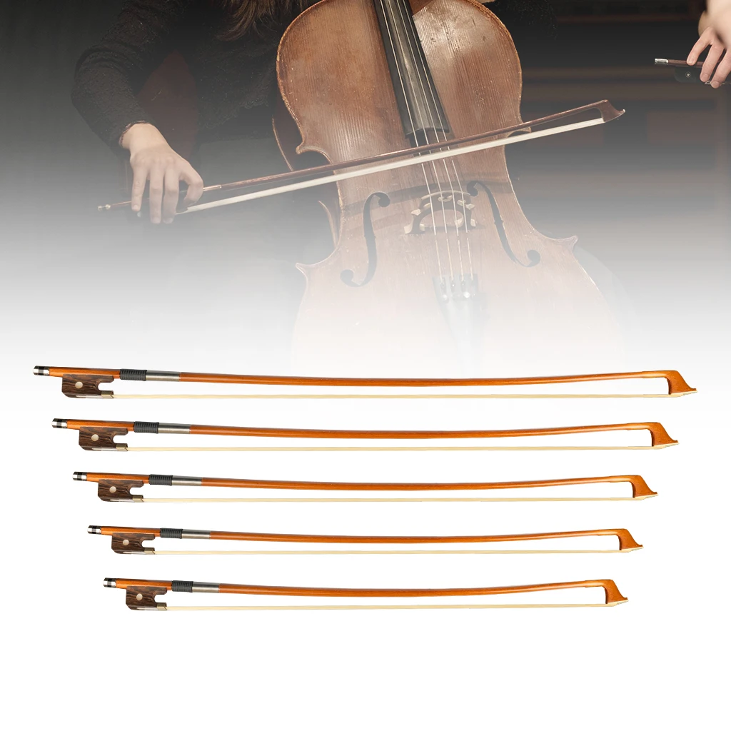 4/4 3/4 1/2 1/4 1/8 Cello Bow Brazilwood Arch Stick Acoustic Student Cello Handmade Nice Balance Real White Mongolia Horsehair