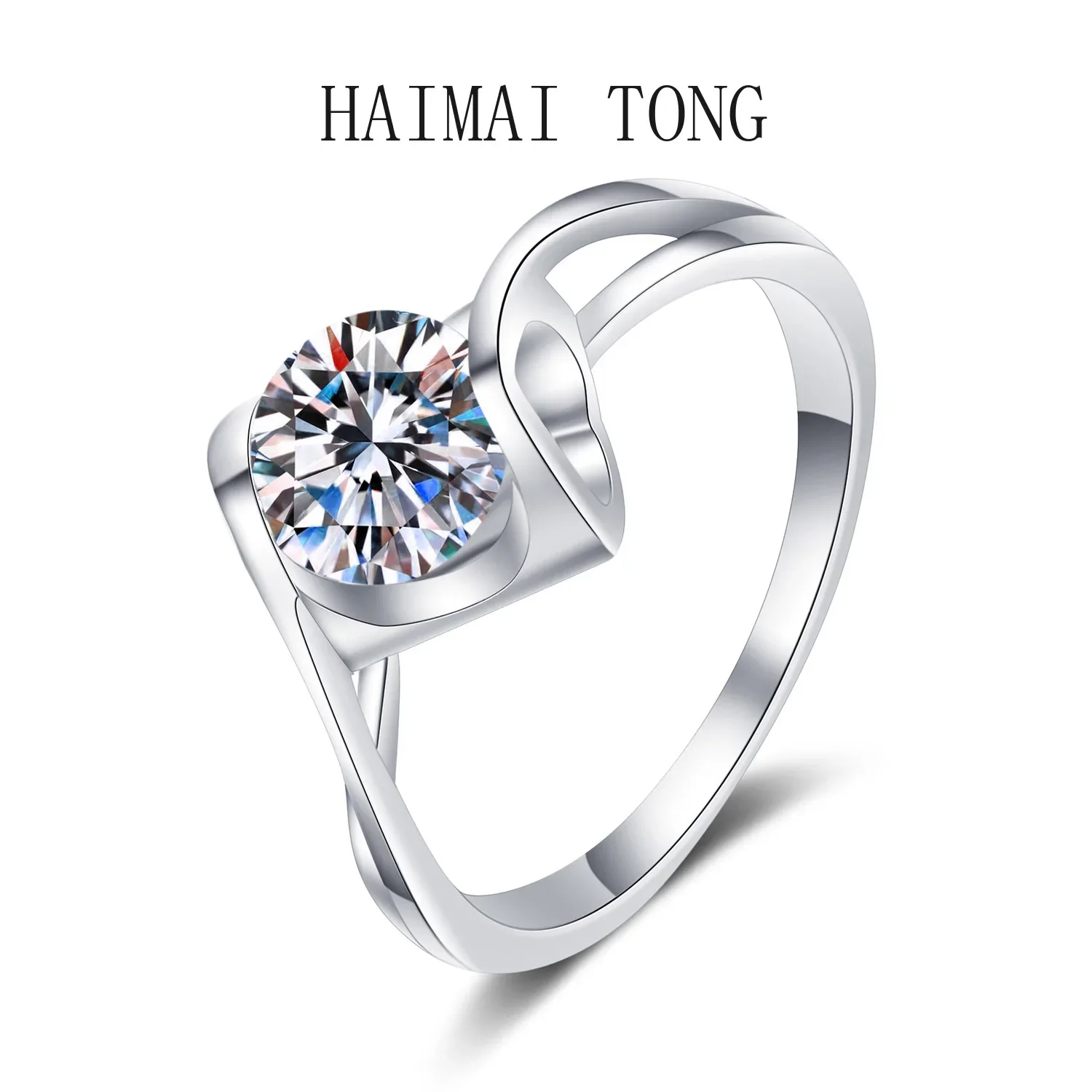 

HAIMAITONG XDY Diamond Ring PT950 Platinum Ring Lady Angel's Kiss 1 carat Moissanite ring