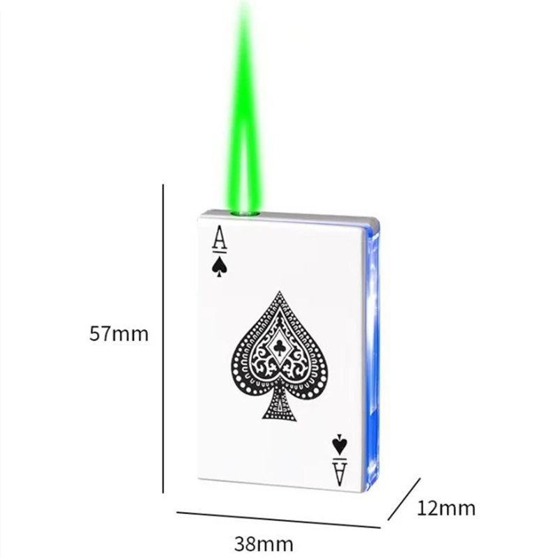 New Creative Flash Poker Lighter Metal Transparent Windproof Jet Torch Green Flame Lighter Funny Smoking Accessories Men\'s Gift