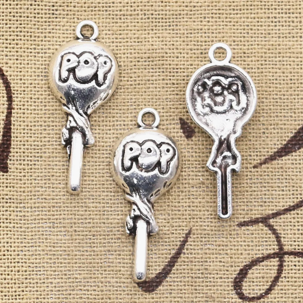 20pcs Charms Pop Lollipop Sweet 31x13mm Antique Silver Color Pendants DIY Crafts Making Findings Handmade Tibetan Jewelry