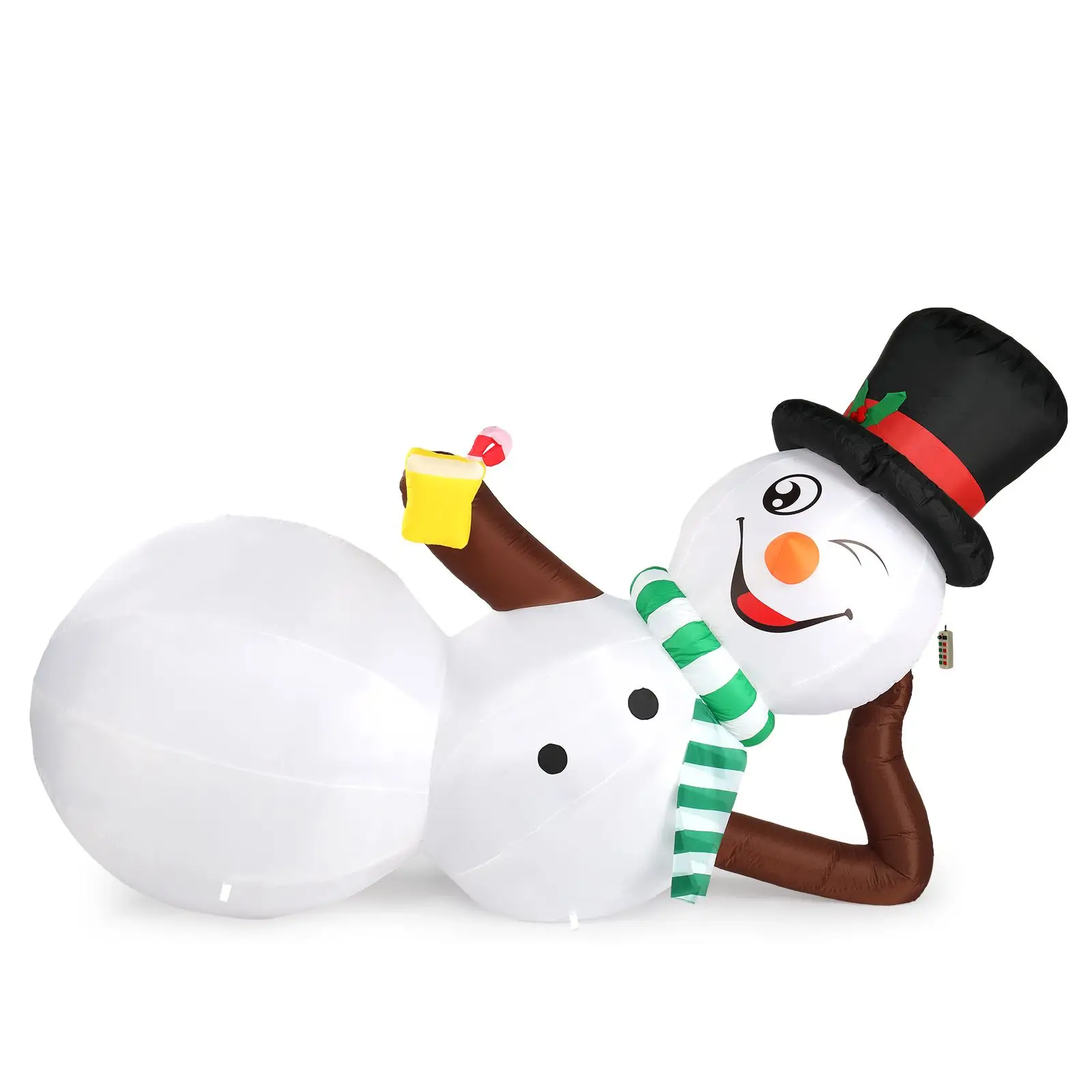 9.8 FT Lighted Christmas Inflatable Decoration, Large Lying Snowman, Funny Blow Up Yard with Built-in LED for Holiday Party