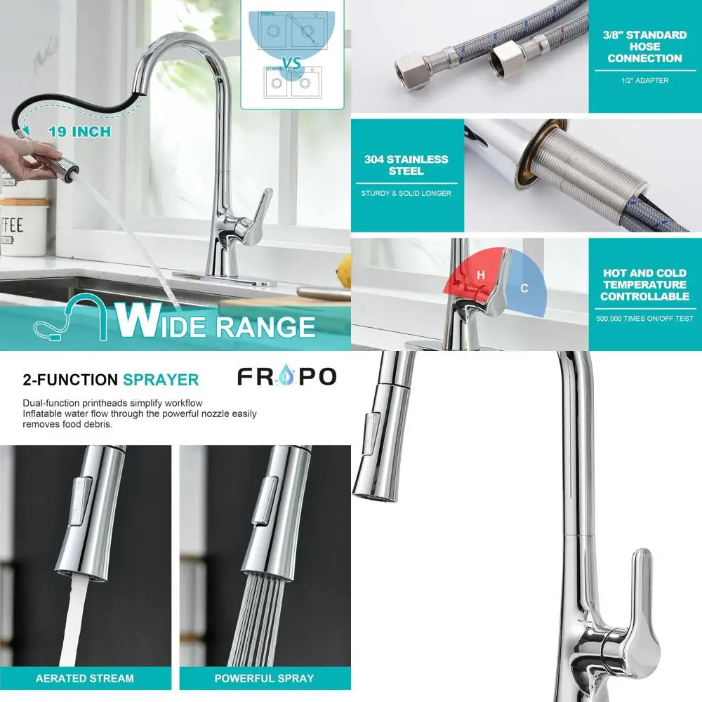 

High-Arc Single Handle Pull-Down Sprayer Kitchen Faucet in Polished Chrome for 1 or 3 Hole Installations