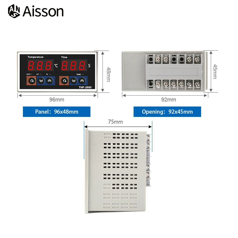 THF-2000 Digital Display 400℃ PID K-type Time and Temperature Controller Integration Control Instrument Relay SSR AC85-AC265V