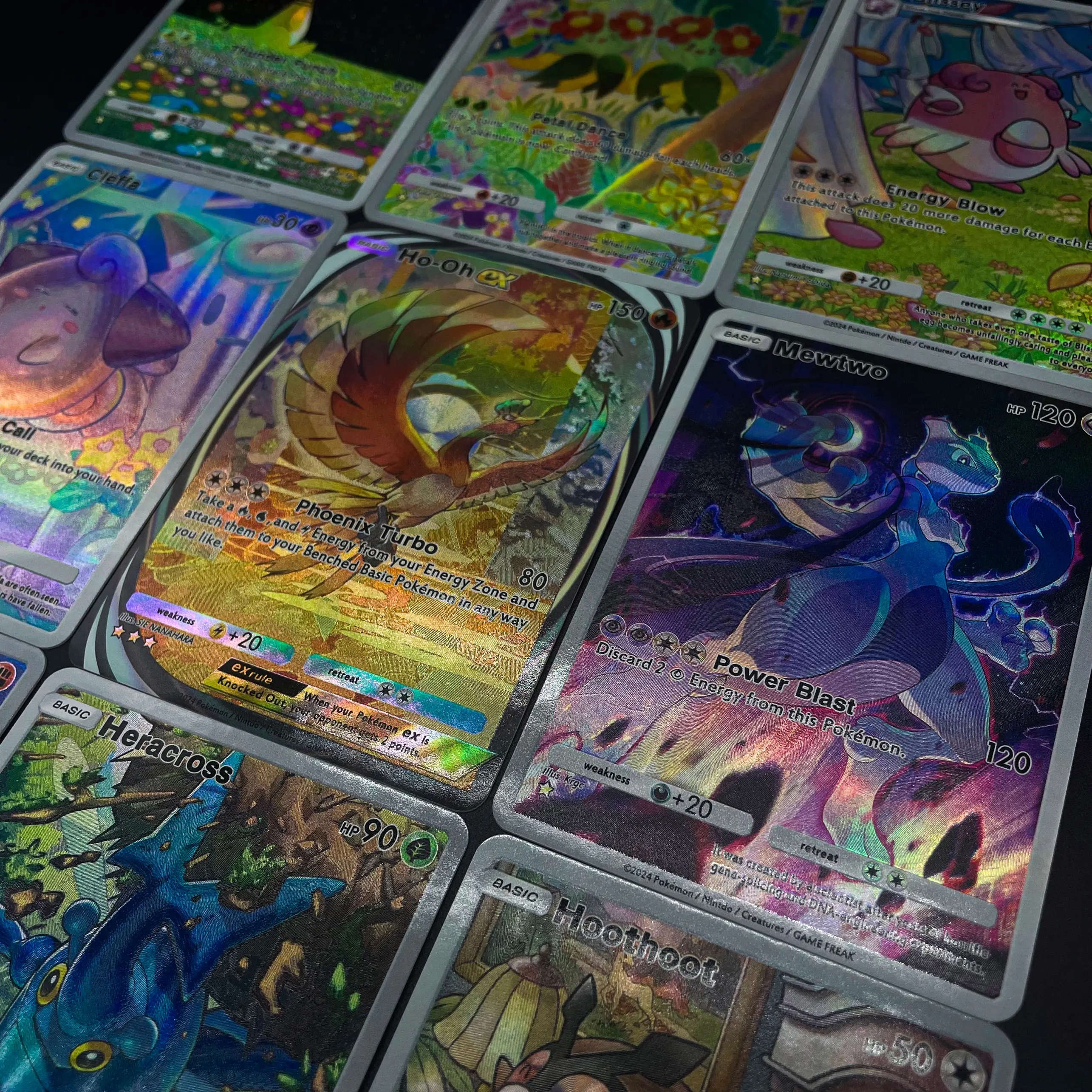 Cartão de coleção de bolso ptcg, 21a instalação, inglês, amharos cleffa blissey mewtwo, textura em relevo, cartão flash, presente para crianças