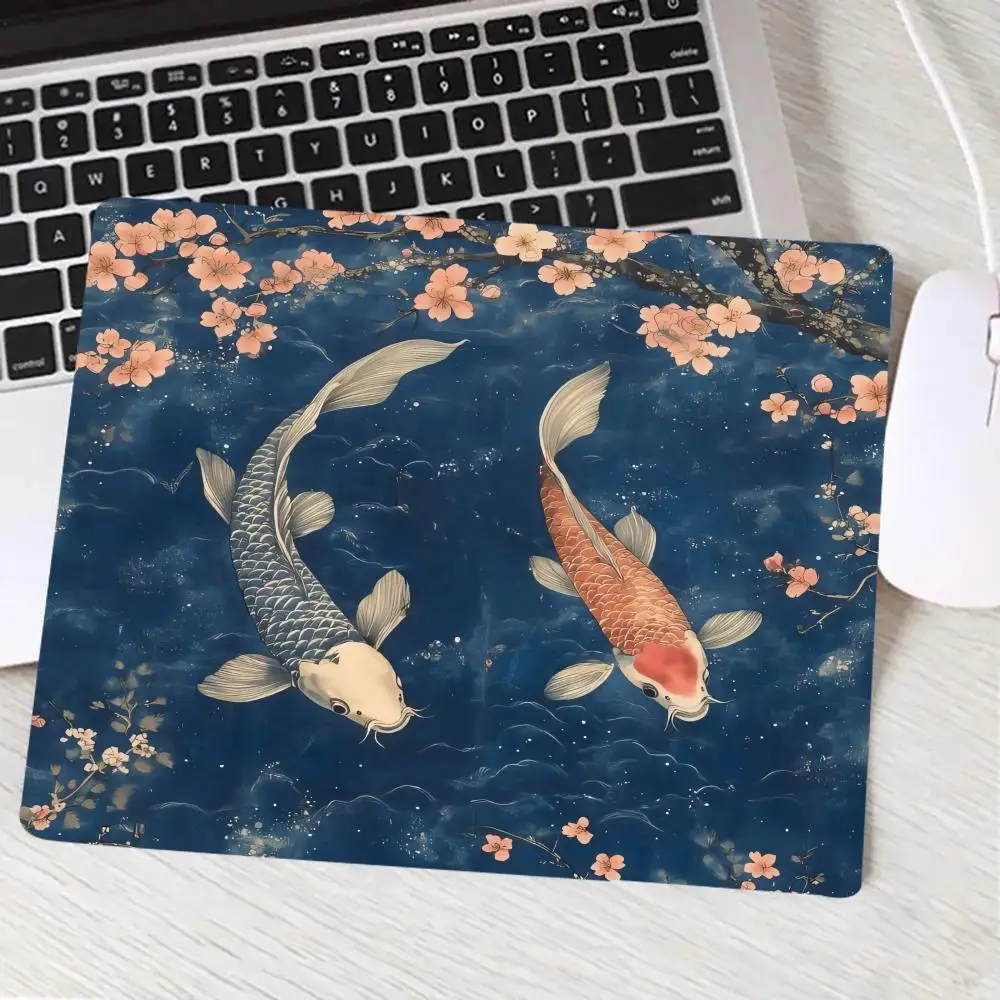 Koi Fish Red and Blue Mouse Pad Computer Office Game Table Mats Small Anti-slip HD Gaming Keyboard Mousepad Square Soft Desk Mat