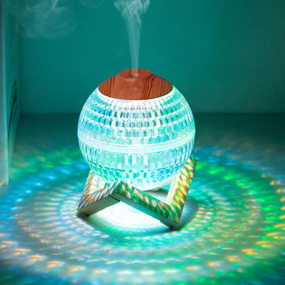 Crystal Ball Essential Oil Diffuser 2.2W 450mA with Colorful Night Light Lasts Up To 6H Type-C Socket for Bedroom/Nursery/Office