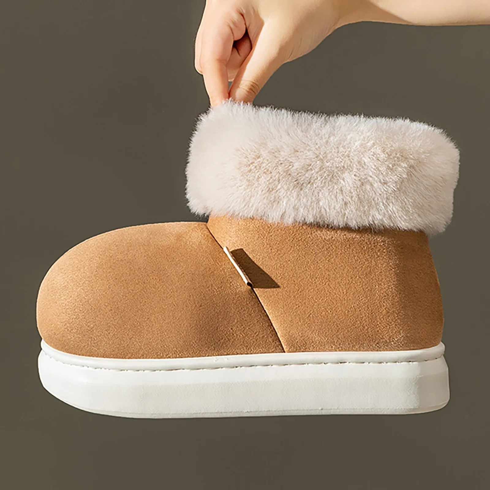 Thick Sole Cotton Slippers for Women Winter Warm Plush Shoes Couples Indoor Home Floor Footwear Female Male Street Snow Boots