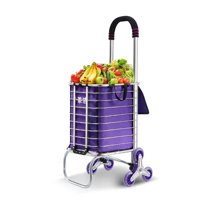 

%a Golden Shopping Cart with bag Climbing Stairs Folding Shopping Cart Portable Elderly Household Trolley with Rotated Handle