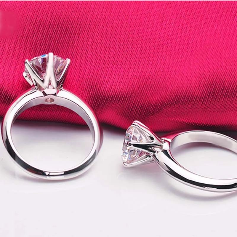 Fedi nuziali di fidanzamento semplice in argento Sterling 925 per le donne moda 1CT/2CT/ 3CT anello di zirconi cubici regalo di gioielli da sposa