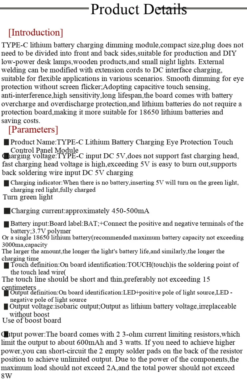 Neue TYPE-C Schreibtischlampen-Leiterplatte USB-Ladefunktion dreistufige stufenlose Dimmung LED Touch-Nachtlicht-Steuermodul – Detail 3