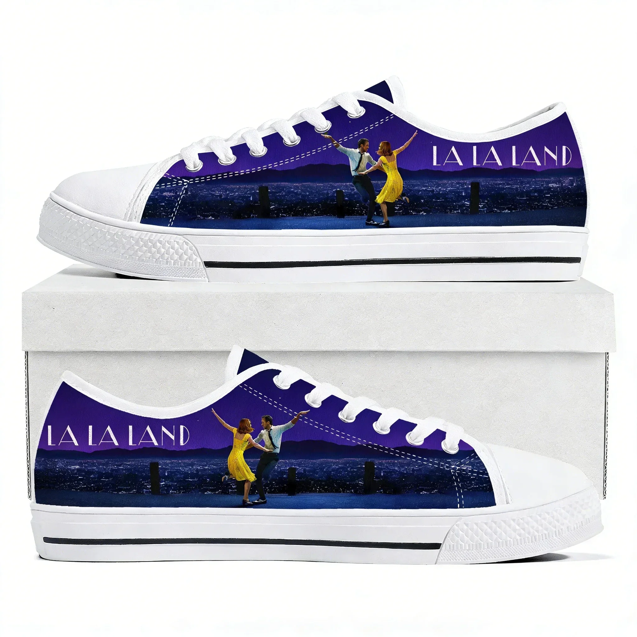 La La Land Low Top Sneakers Mens Womens Teenager Emma Stone Ryan Gosling Canvas Sneaker Couple Casual Shoes Custom Made DIY Shoe
