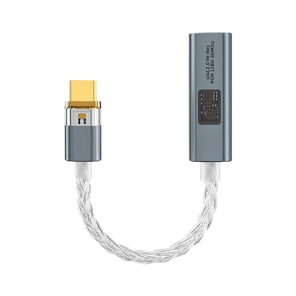 HiFi Portable Audio Decoder With 3.5mm Jack And Type-C For Smartphones Laptops Gaming Consoles Aluminum Alloy Silver