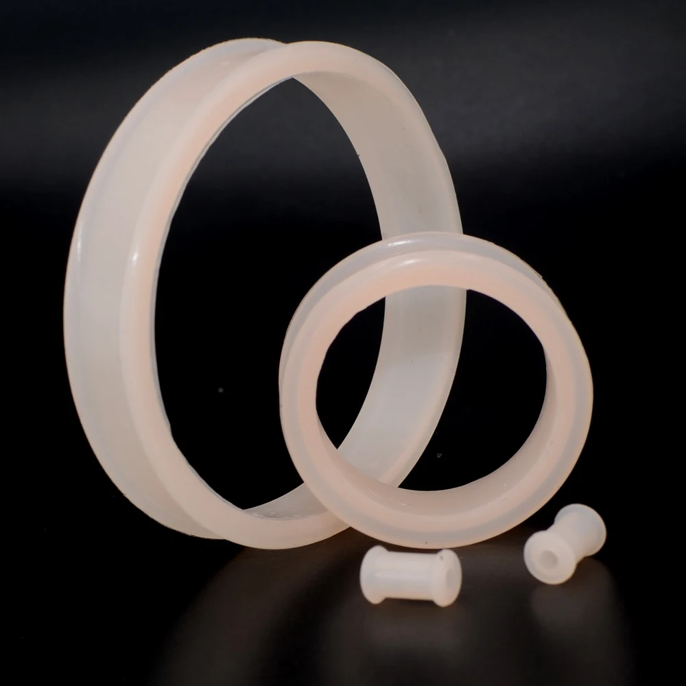 Mixed Sizes Black White Transparent Silicone Flexible Double Flared Hollow Ear Tunnel Plugs Gauge Ear Expander Wholesale image 5