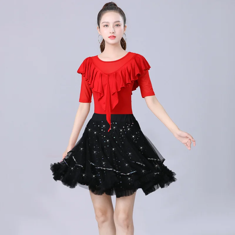 

Индивидуальный женский костюм для взрослых, латинский джаз, современный танцевальный костюм для соревнований, черный кружевной тренировочный костюм, комплект с бахромой, платье faldas