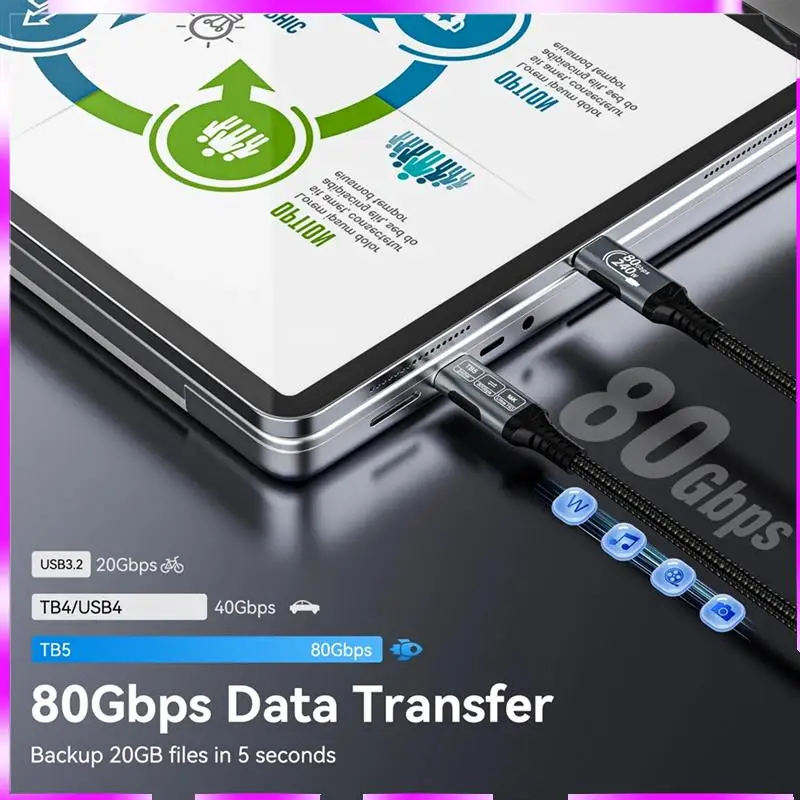 N98R 16K 유형 C 케이블 Thunderbolt 4/3용 고속 충전 케이블 모든 기능을 갖춘 고속 충전 케이블usb C-C 데이터 전송