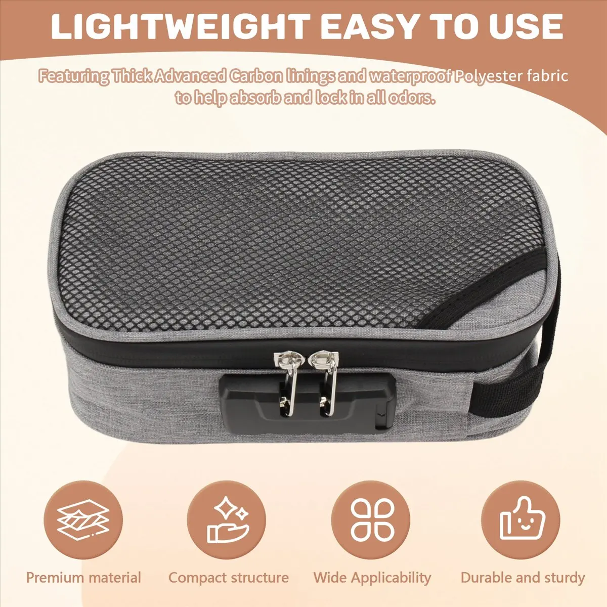 A73P Smell Proof Bag Large-Capacity with Lock Activated Carbon Deodorant Bag Portable Pipe Bag Convenient