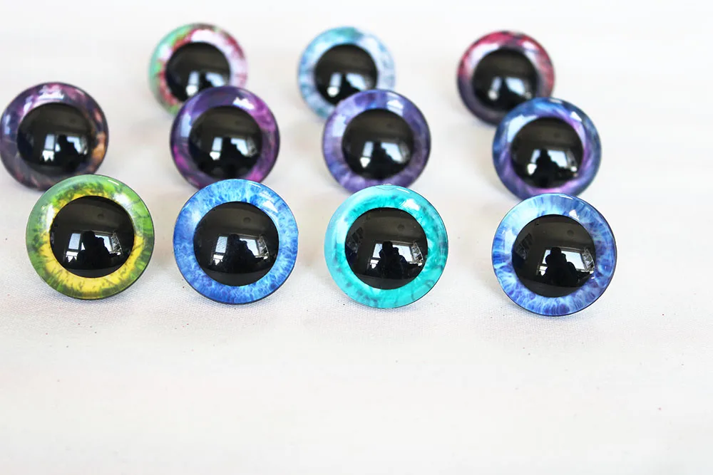 Olhos de segurança de brinquedo em cores 3d arco-íris 9mm-35mm, olho de boneca 3d + lavador para boneca de pelúcia diy-r12