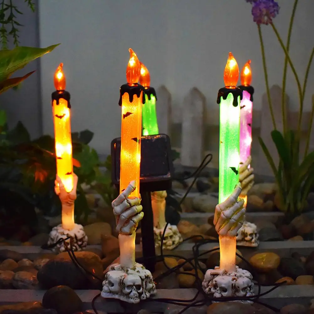 Spooky Halloween Spooky Skeleton Hand Solar Light Stake Set for Halloween Party Decor Waterproof Outdoor Pathway for Indoor