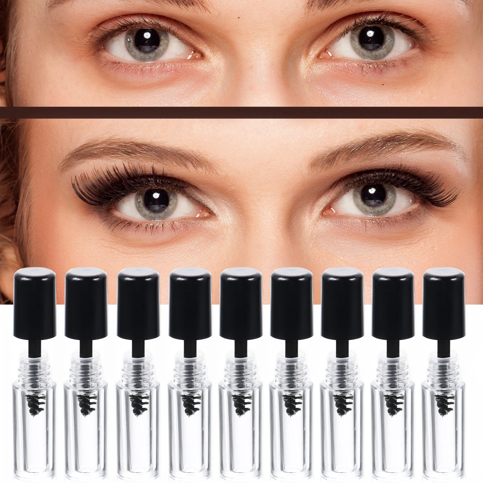 

20Pcs Portable Clear Refillable Mascara Bottles Small Eyelash Cream Tubes Travel Leakproof Containers