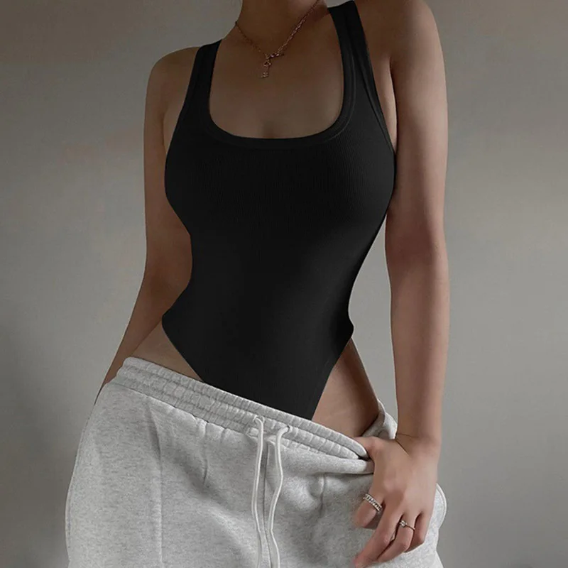 Summer Womens Sleeveless Knit Bodysuit Sexy Off Shoulder Halter Top Bodycon Street To Club Wear Chic Casual Outfit