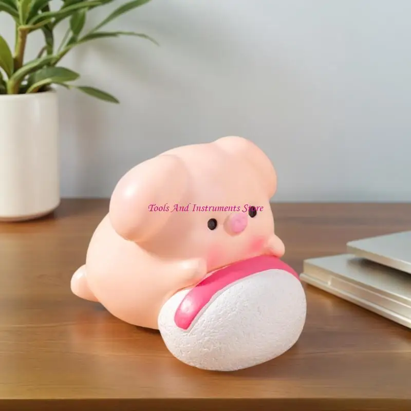Pink Beauty Makeup Pig Figure Cartoon Animal Animal Ornament สำหรับการตกแต่งภายในรถยนต์และโฮมออฟฟิศของตกแต่งจอแสดงผล C7AC