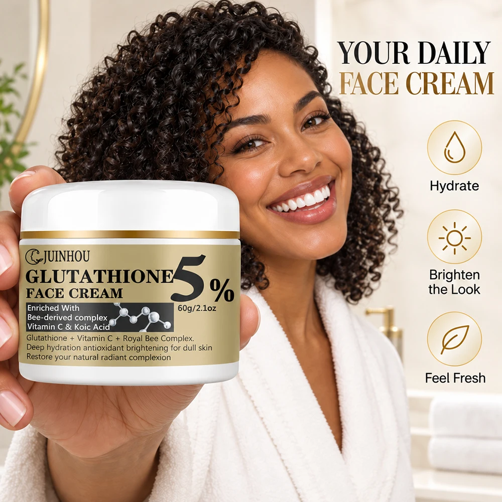 JUINHOU Face Cream 5% Glutathione Bee Complex Vitamin C Kojic Acid Moisturizing Face Cream For Dull Skin Hydrating Skincare Gift
