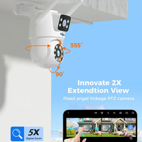 Imagen 2 del producto Hiseeu 6MP WIFI cámara IP PTZ lente Dual 5X Zoom Digital seguimiento automático cámara de vigilancia CCTV para sistema CCTV inalámbrico Hiseeu