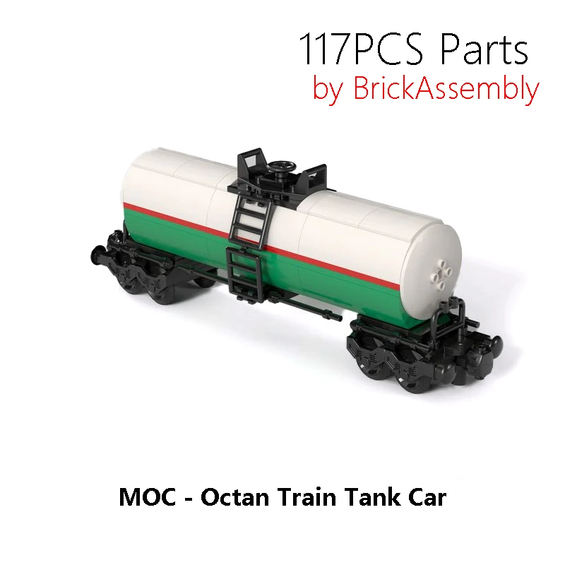 MOC Octan Train Tank Car and Emerald Night Carriage 10194 MOD Hopper Wagon Trains Bogie with Buffers Building Blocks City Bricks