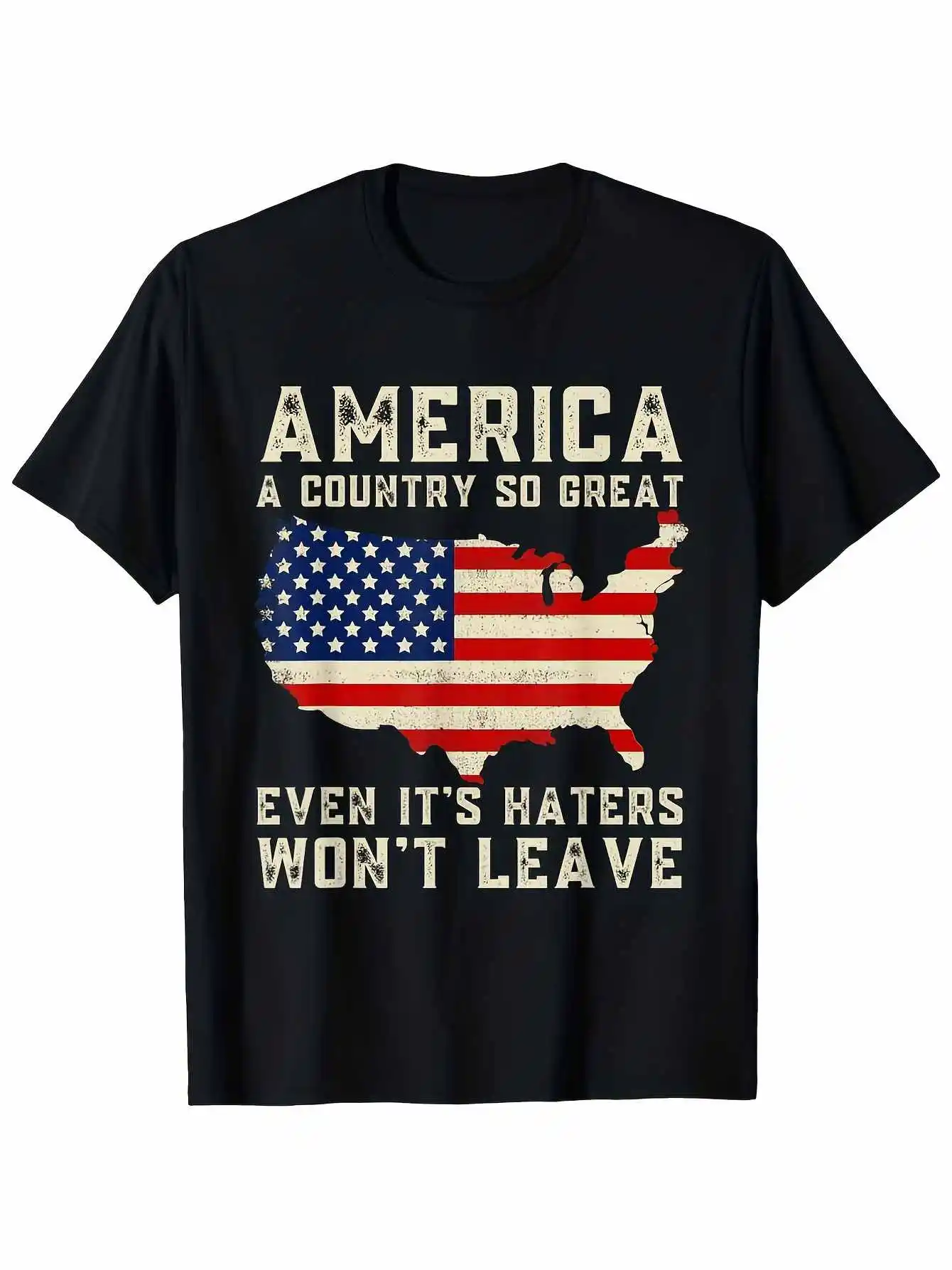 

Футболка - США: Страна, такая великая, что даже её враги не покинут её. Слоган, комфортная повседневная одежда S