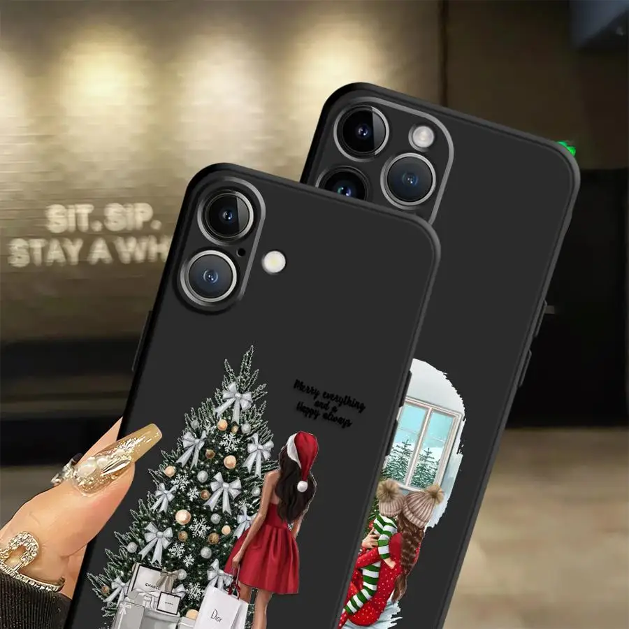 حافظة لهاتف آيفون 15 16 14 Plus 13 12 11 17 Pro Max 17Air XR XS Max 7 8 غطاء هاتف ناعم أسود هدية عيد ميلاد سعيد